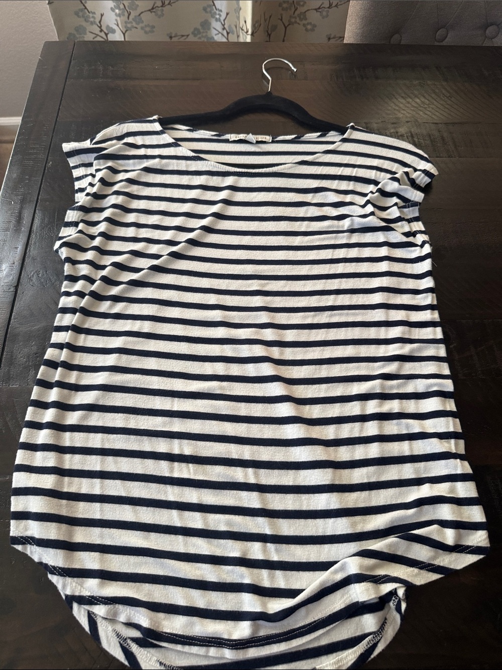 Green Envelope Navy and White Striped Tank Top
